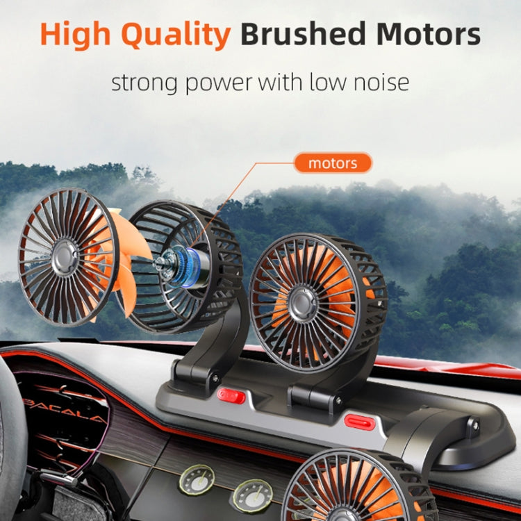 F4310 360-Degree Rotating Adjustable Car Three-Head Fan, Style:24V Cigarette Lighter