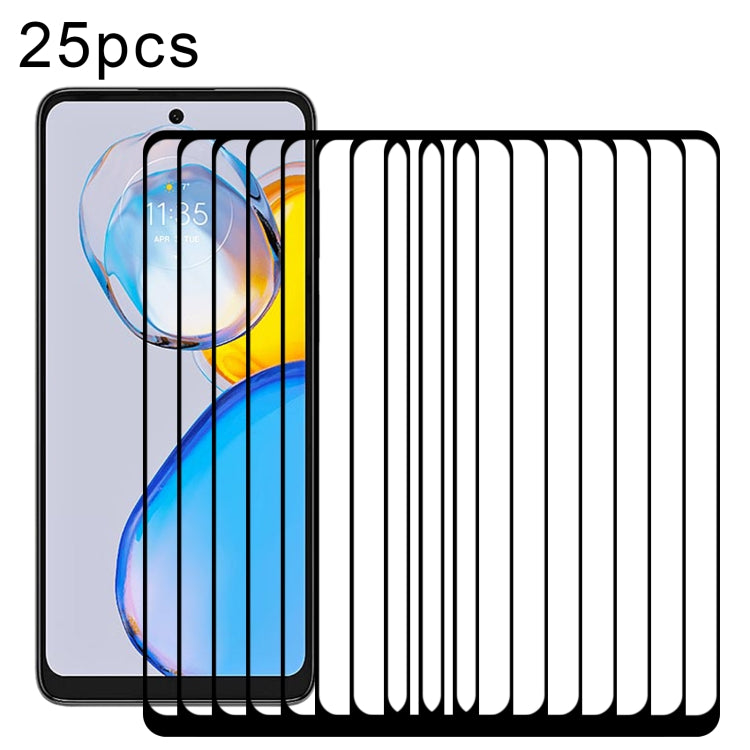 For Motorola Moto E32 India / E32s 25pcs Full Glue Full Cover Screen Protector Tempered Glass Film