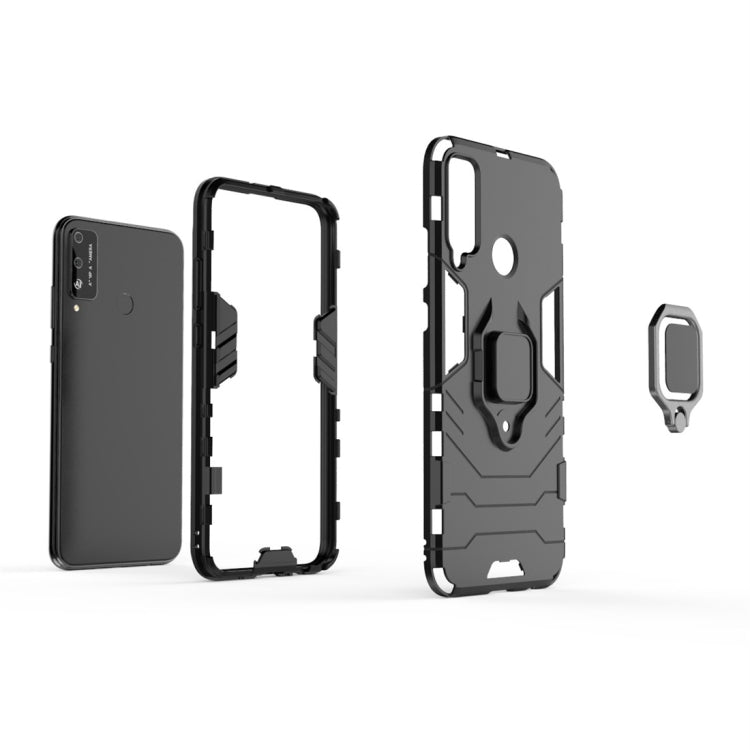For Huawei Honor Play 4T PC + TPU Shockproof Protective Case with Magnetic Ring Holder