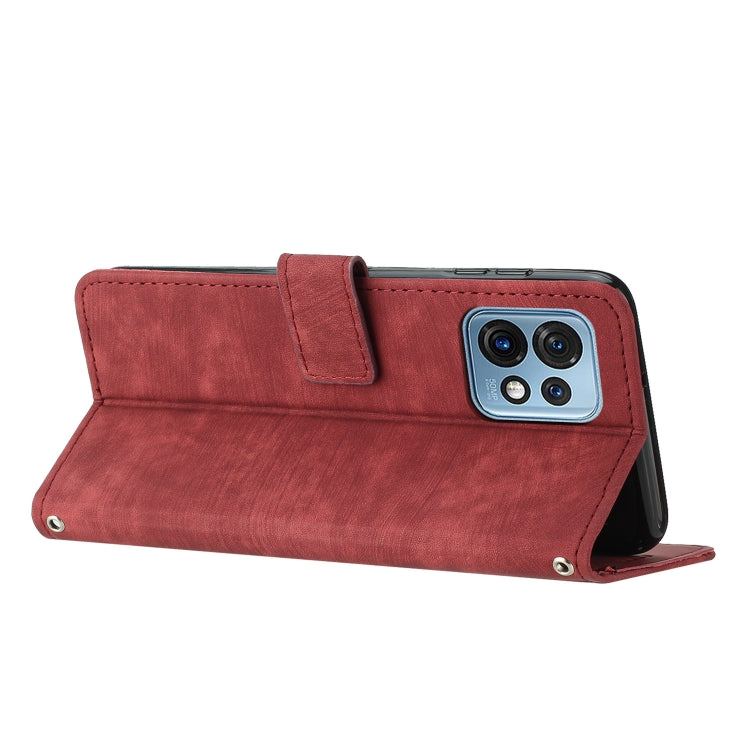 For Motorola Moto X40/X40 Pro/Edge+ 2023 Skin Feel Stripe Pattern Leather Phone Case with Lanyard