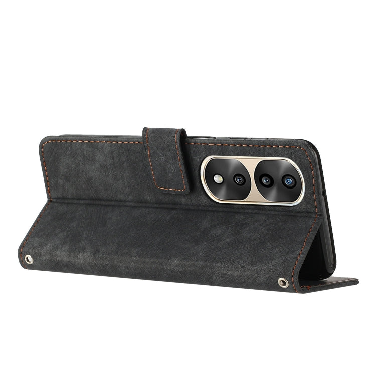 For Honor 70 Pro / 70 Pro+ Skin Feel Stripe Pattern Leather Phone Case with Lanyard