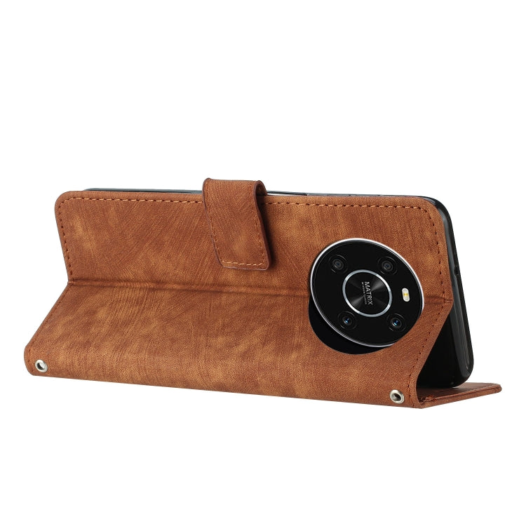 For Honor X9 5G&4G / X30 / Magic4 Lite Skin Feel Stripe Pattern Leather Phone Case with Lanyard