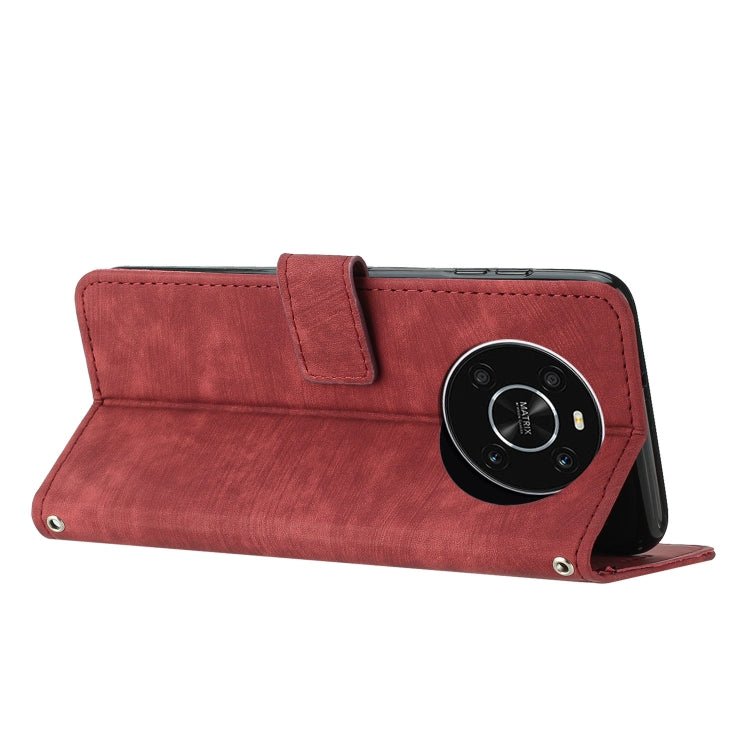 For Honor X9 5G&4G / X30 / Magic4 Lite Skin Feel Stripe Pattern Leather Phone Case with Lanyard