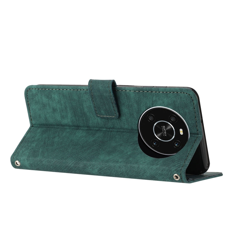 For Honor X9 5G&4G / X30 / Magic4 Lite Skin Feel Stripe Pattern Leather Phone Case with Lanyard