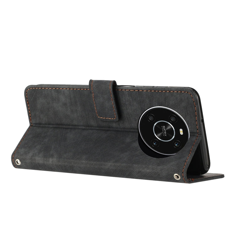 For Honor X9 5G&4G / X30 / Magic4 Lite Skin Feel Stripe Pattern Leather Phone Case with Lanyard