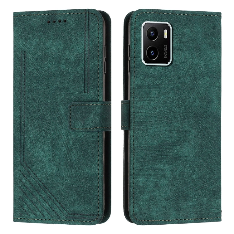 For vivo Y15s / Y15a / Y01 Skin Feel Stripe Pattern Leather Phone Case with Lanyard