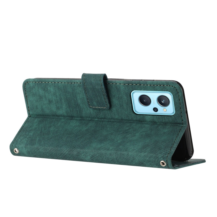 For Realme 9i / OPPO A36 / A76 / A96 4G / K10 4G Skin Feel Stripe Pattern Leather Phone Case with Lanyard