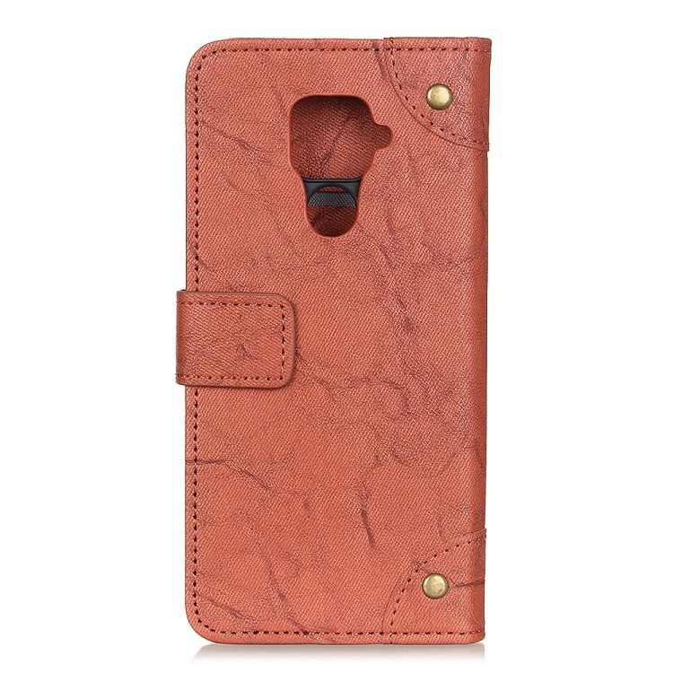 For Xiaomi Redmi Note 9 Copper Buckle Retro Crazy Horse Texture Horizontal Flip Leather Case with Holder & Card Slots & Wallet
