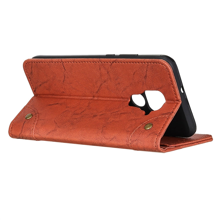 For Xiaomi Redmi Note 9 Copper Buckle Retro Crazy Horse Texture Horizontal Flip Leather Case with Holder & Card Slots & Wallet