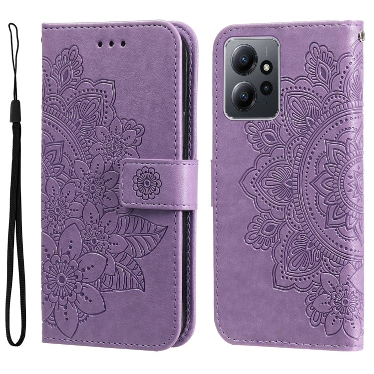 For Xiaomi Redmi Note 12 4G Global 7-petal Flowers Embossing Leather Phone Case