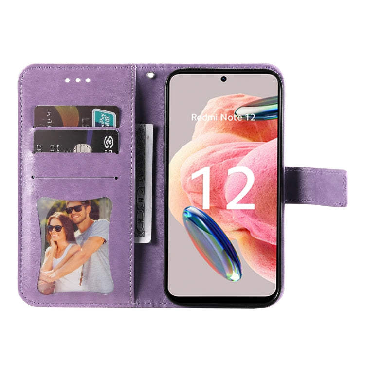 For Xiaomi Redmi Note 12 4G Global 7-petal Flowers Embossing Leather Phone Case