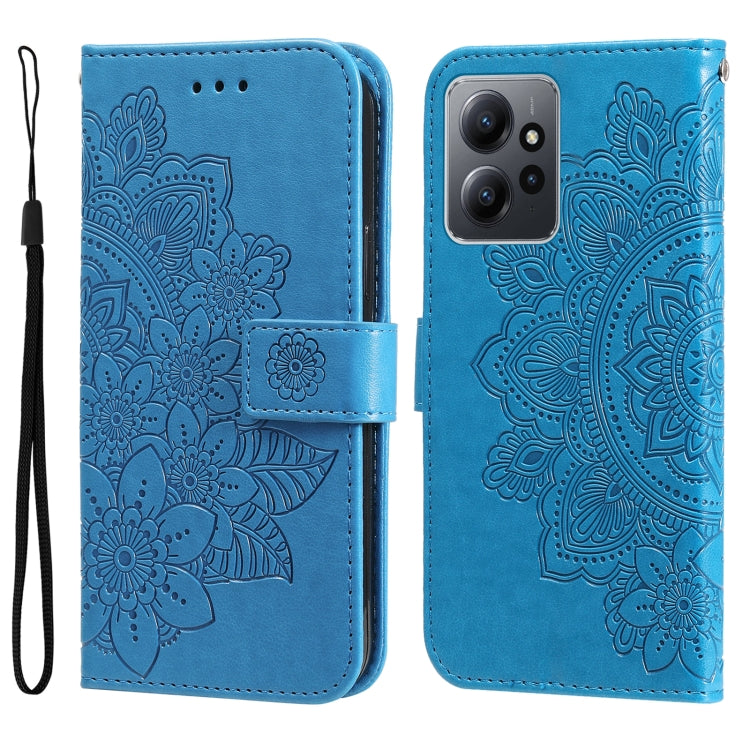 For Xiaomi Redmi Note 12 4G Global 7-petal Flowers Embossing Leather Phone Case