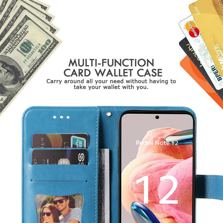 For Xiaomi Redmi Note 12 4G Global 7-petal Flowers Embossing Leather Phone Case