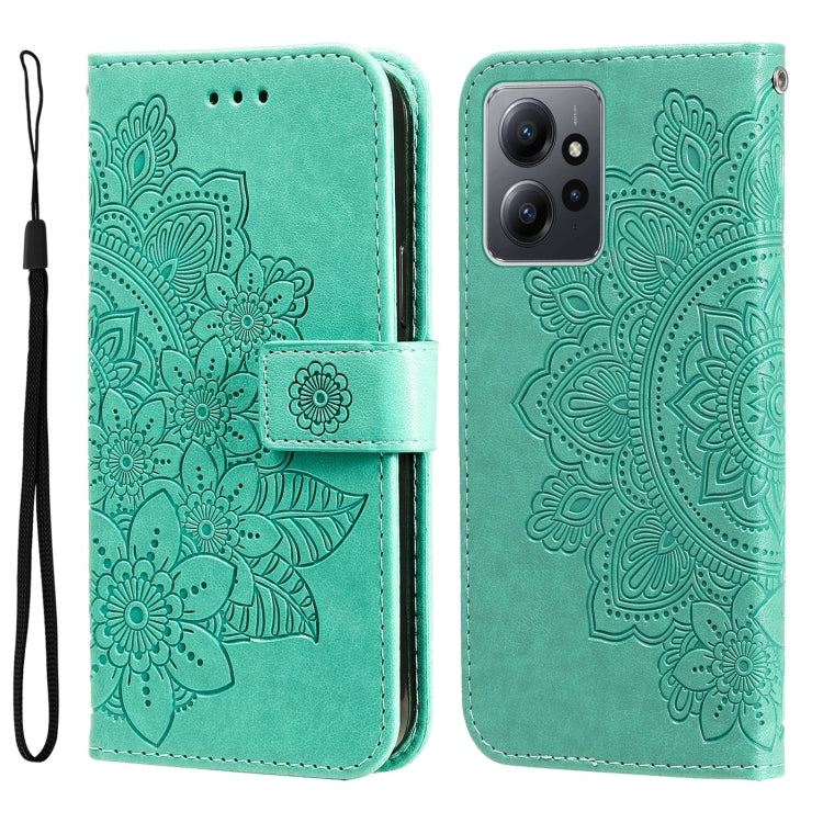 For Xiaomi Redmi Note 12 4G Global 7-petal Flowers Embossing Leather Phone Case
