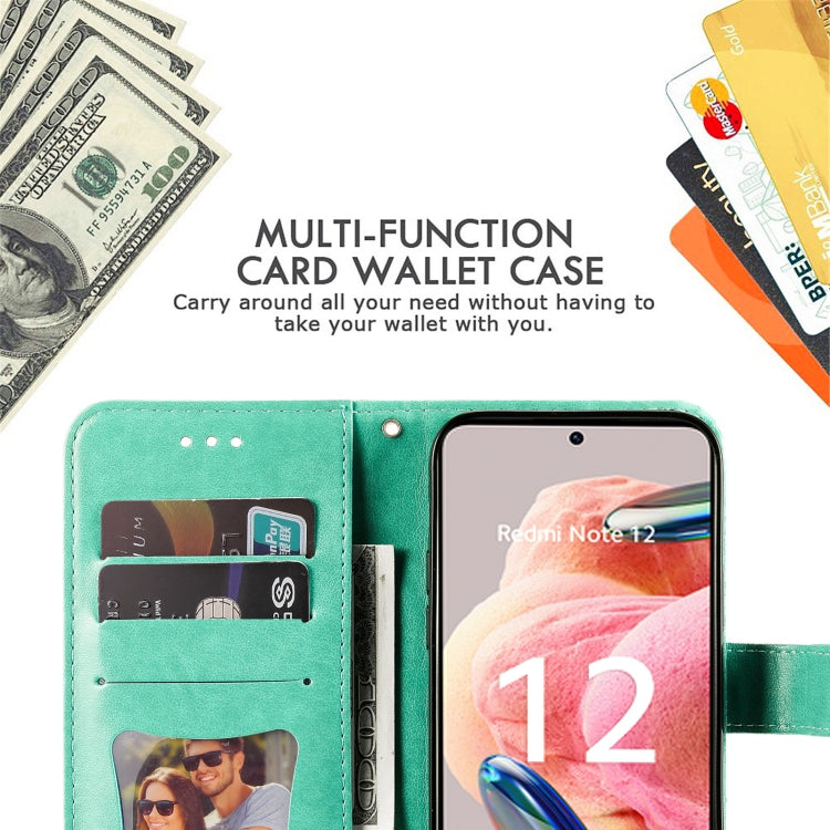 For Xiaomi Redmi Note 12 4G Global 7-petal Flowers Embossing Leather Phone Case