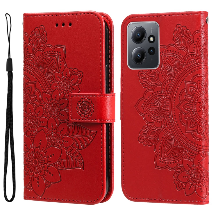 For Xiaomi Redmi Note 12 4G Global 7-petal Flowers Embossing Leather Phone Case