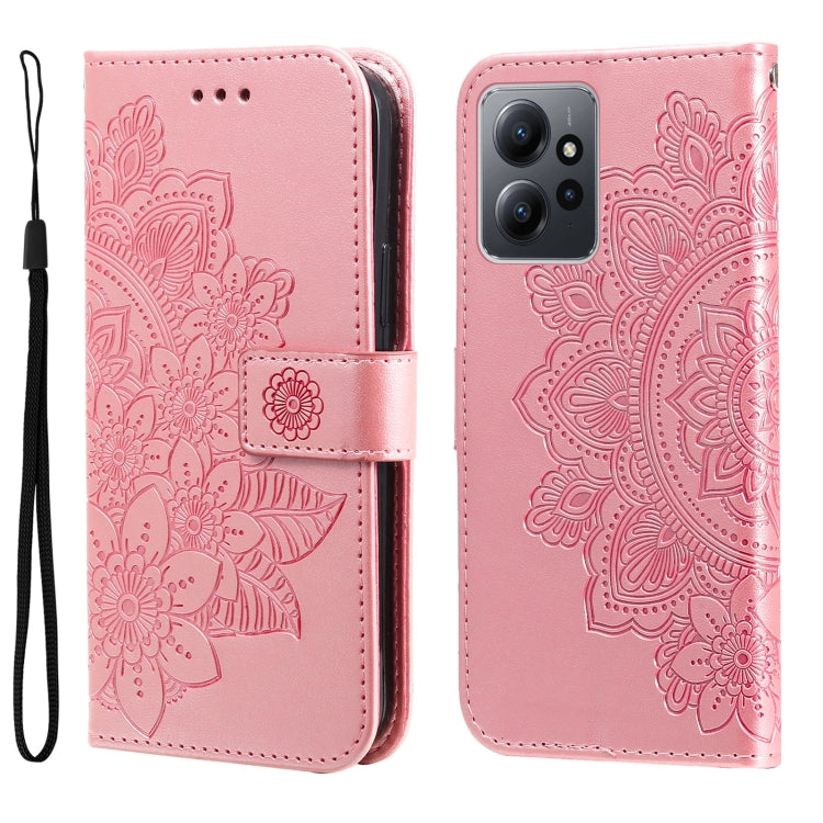 For Xiaomi Redmi Note 12 4G Global 7-petal Flowers Embossing Leather Phone Case