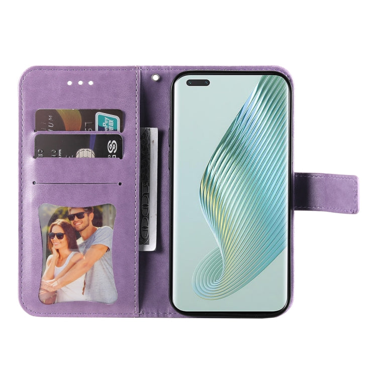 For Honor Magic5 Pro 7-petal Flowers Embossing Leather Phone Case