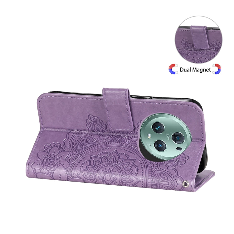 For Honor Magic5 Pro 7-petal Flowers Embossing Leather Phone Case