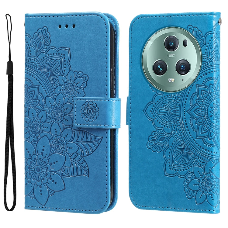 For Honor Magic5 Pro 7-petal Flowers Embossing Leather Phone Case
