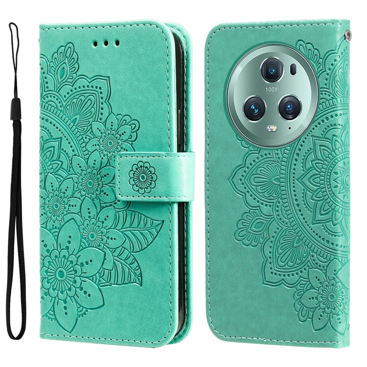 For Honor Magic5 Pro 7-petal Flowers Embossing Leather Phone Case