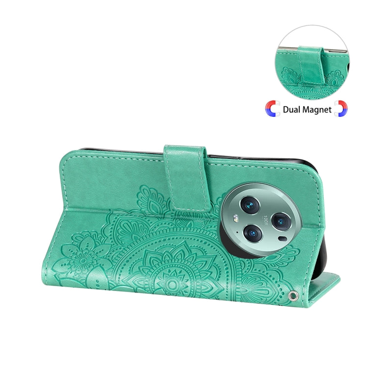 For Honor Magic5 Pro 7-petal Flowers Embossing Leather Phone Case