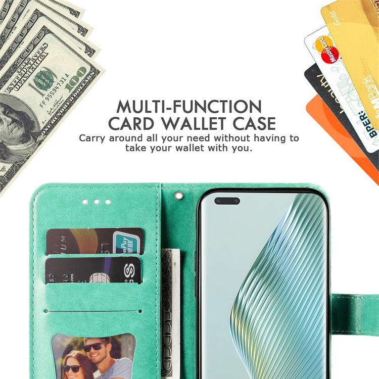 For Honor Magic5 Pro 7-petal Flowers Embossing Leather Phone Case