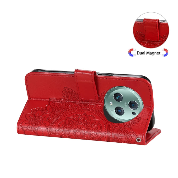 For Honor Magic5 Pro 7-petal Flowers Embossing Leather Phone Case