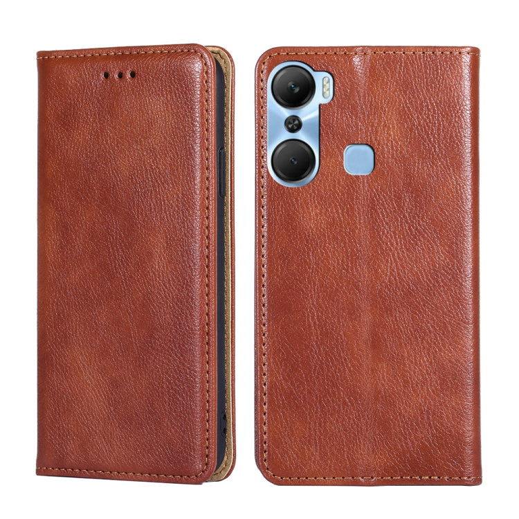 For Infinix Hot 12 Pro Gloss Oil Solid Color Magnetic Leather Phone Case