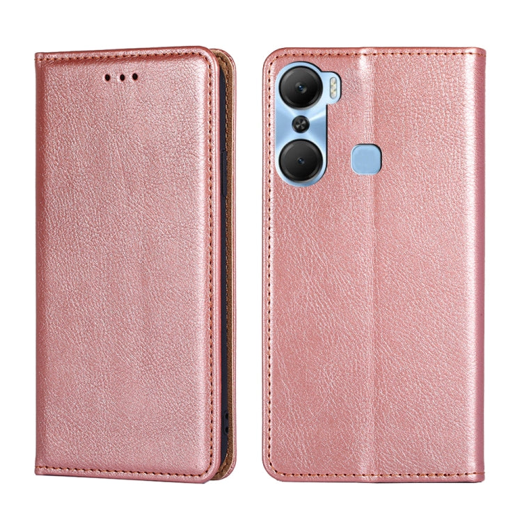 For Infinix Hot 12 Pro Gloss Oil Solid Color Magnetic Leather Phone Case
