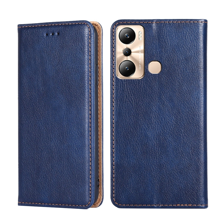 For Infinix Hot 20i Gloss Oil Solid Color Magnetic Leather Phone Case