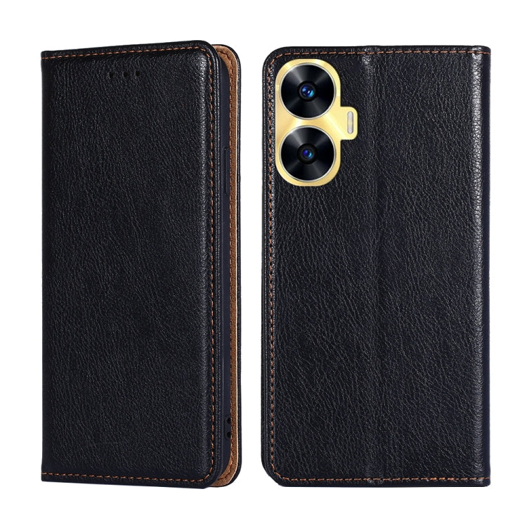 For Realme C55 4G Gloss Oil Solid Color Magnetic Leather Phone Case