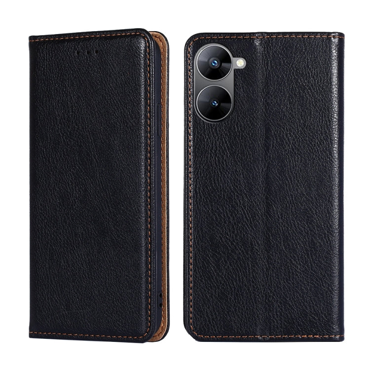 For Realme V30 5G / V30T Gloss Oil Solid Color Magnetic Leather Phone Case