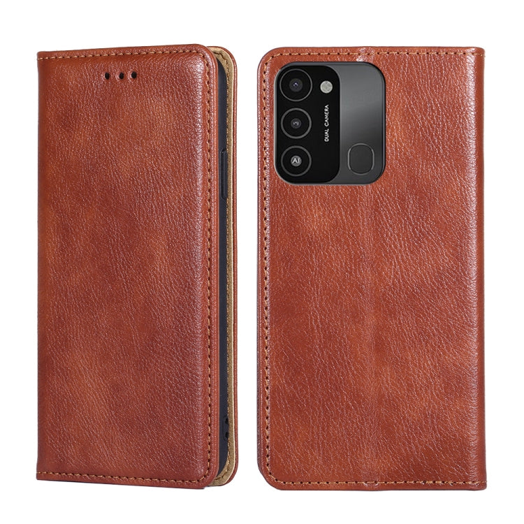 For Tecno Spark 8C Gloss Oil Solid Color Magnetic Leather Phone Case