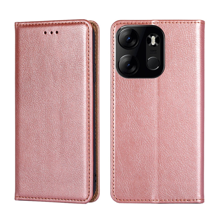 For Tecno Spark GO 2023 Gloss Oil Solid Color Magnetic Leather Phone Case