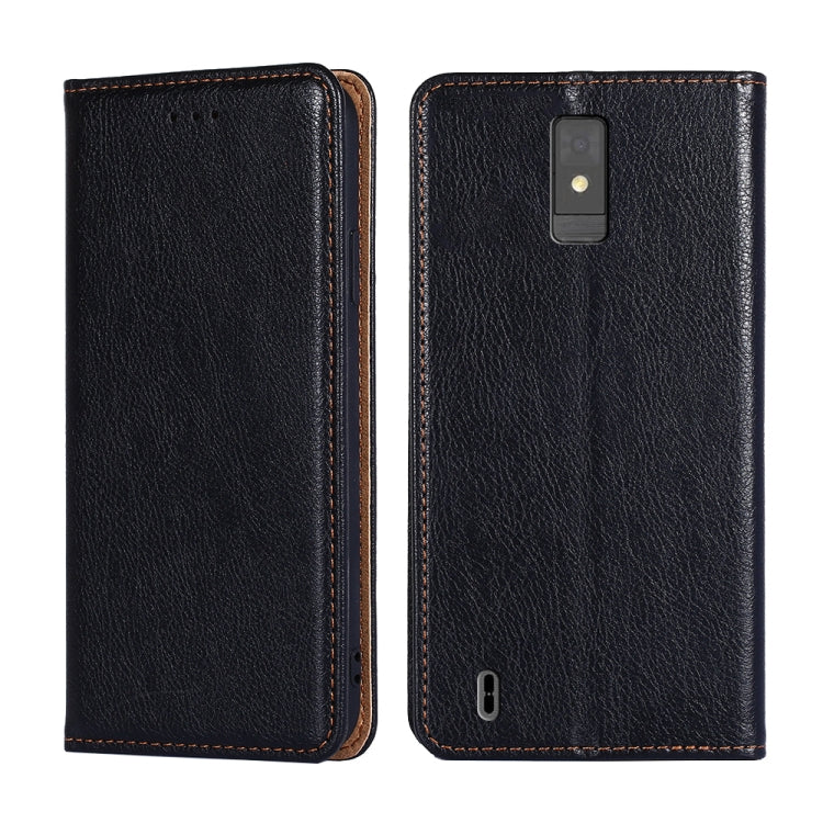 For ZTE Blade A32 Gloss Oil Solid Color Magnetic Leather Phone Case