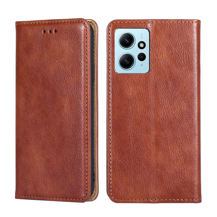 For Xiaomi Redmi Note 12 4G Global Gloss Oil Solid Color Magnetic Leather Phone Case