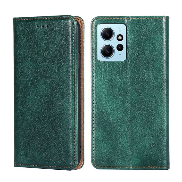 For Xiaomi Redmi Note 12 4G Global Gloss Oil Solid Color Magnetic Leather Phone Case