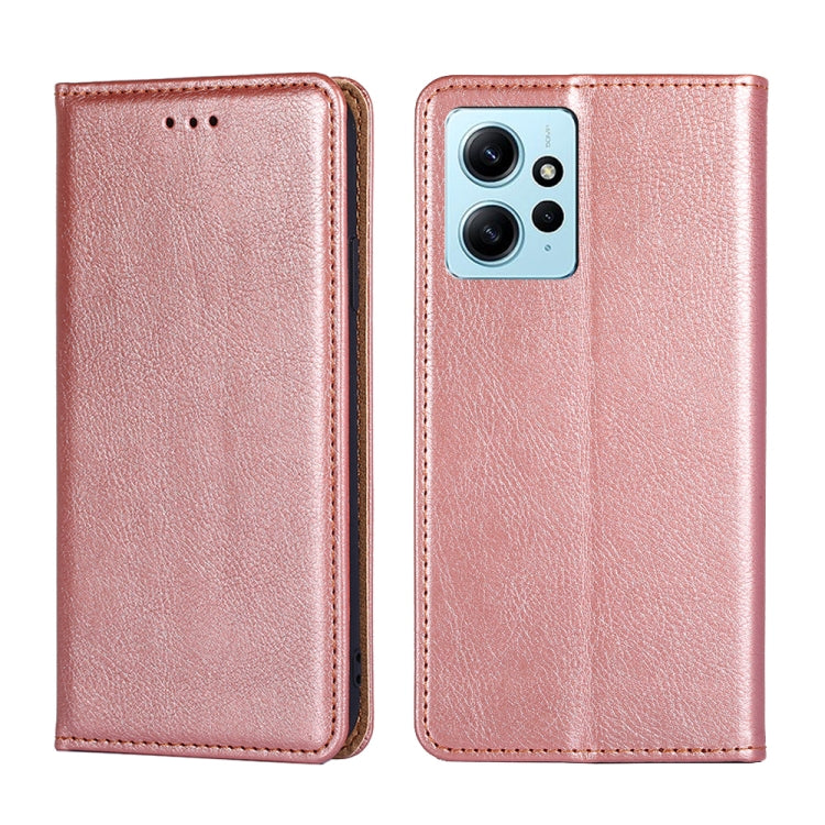 For Xiaomi Redmi Note 12 4G Global Gloss Oil Solid Color Magnetic Leather Phone Case