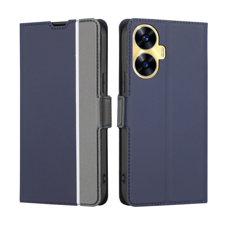 For Realme C55 4G Twill Texture Side Buckle Leather Phone Case