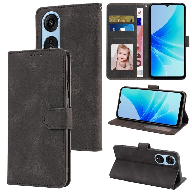 For OPPO A17 Global / A17k Fantasy Skin-feel Calfskin Texture Leather Phone Case