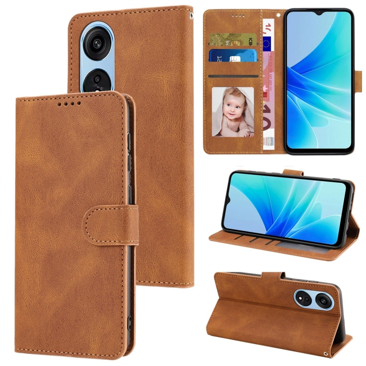 For OPPO A17 Global / A17k Fantasy Skin-feel Calfskin Texture Leather Phone Case