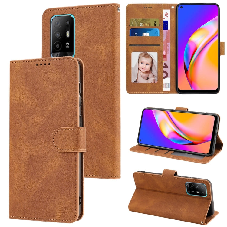 For OPPO A94 5G / Reno5 Z / F19 Pro+ Fantasy Skin-feel Calfskin Texture Leather Phone Case