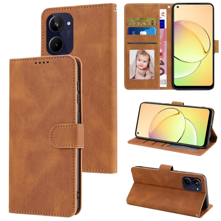 For Realme 10 4G Fantasy Skin-feel Calfskin Texture Leather Phone Case