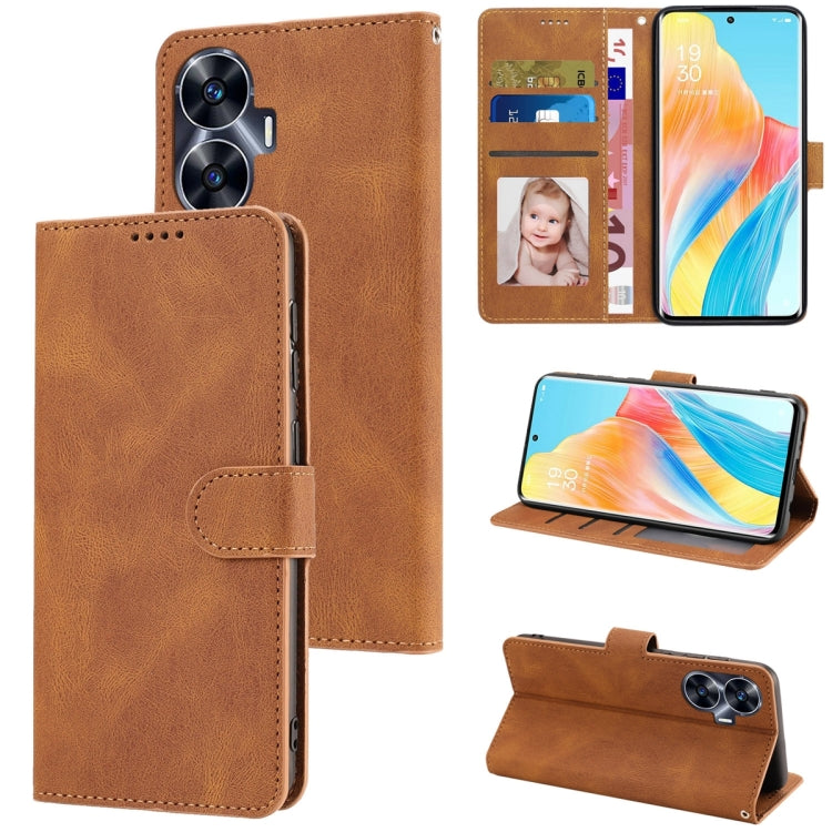 For Realme C55 4G Global Fantasy Skin-feel Calfskin Texture Leather Phone Case