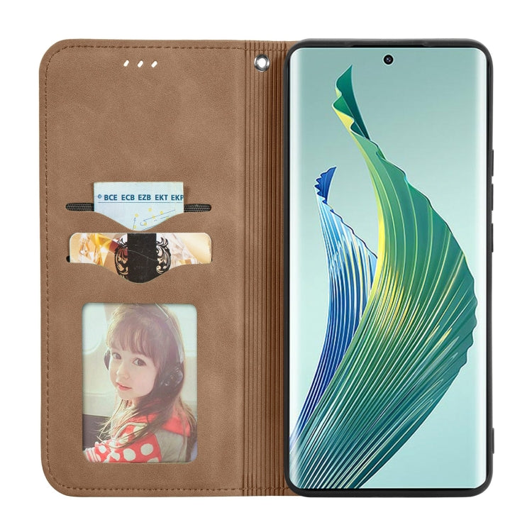 For Honor Magic5 Lite Retro Skin Feel Magnetic Leather Phone Case