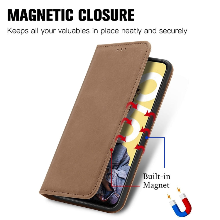 For Realme C55 Retro Skin Feel Magnetic Leather Phone Case