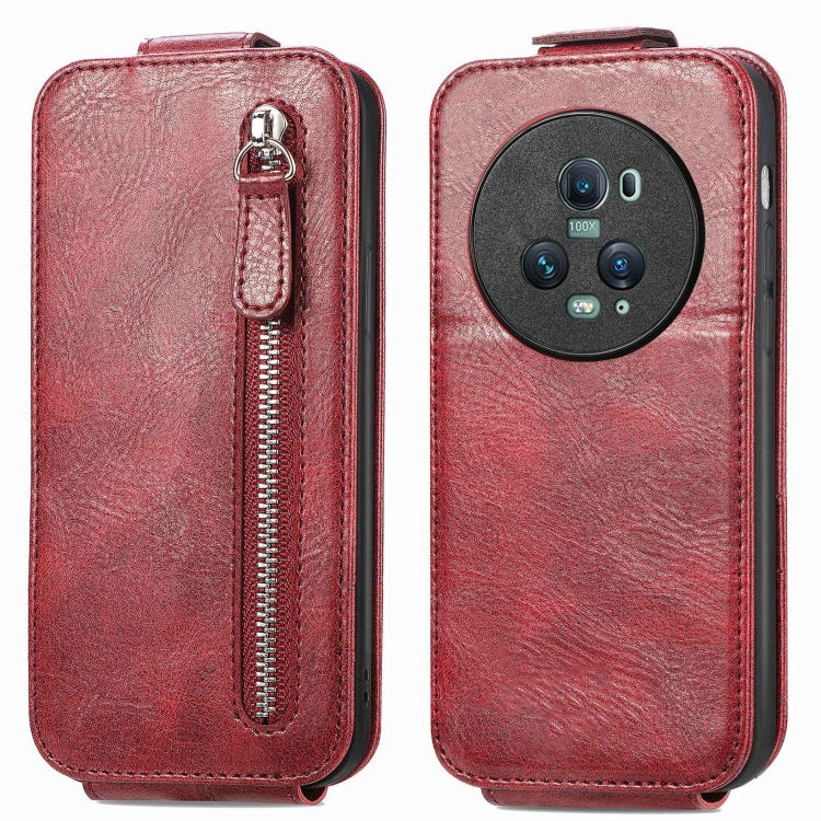 For Honor Magic5 Pro Zipper Wallet Vertical Flip Leather Phone Case