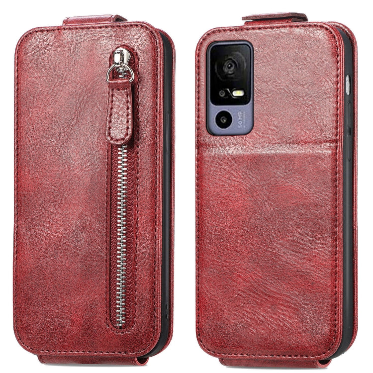 For TCL 40R Zipper Wallet Vertical Flip Leather Phone Case