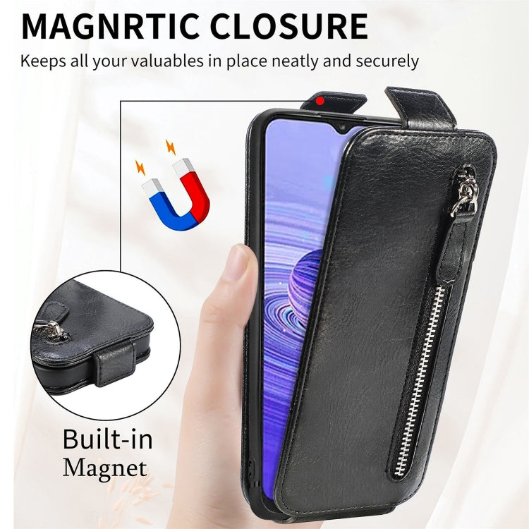 For TCL 40R Zipper Wallet Vertical Flip Leather Phone Case